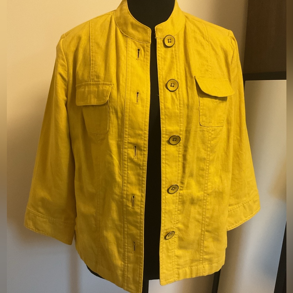 Northern Reflections Tailored Linen Mix light  Yellow Button-Up Jacket